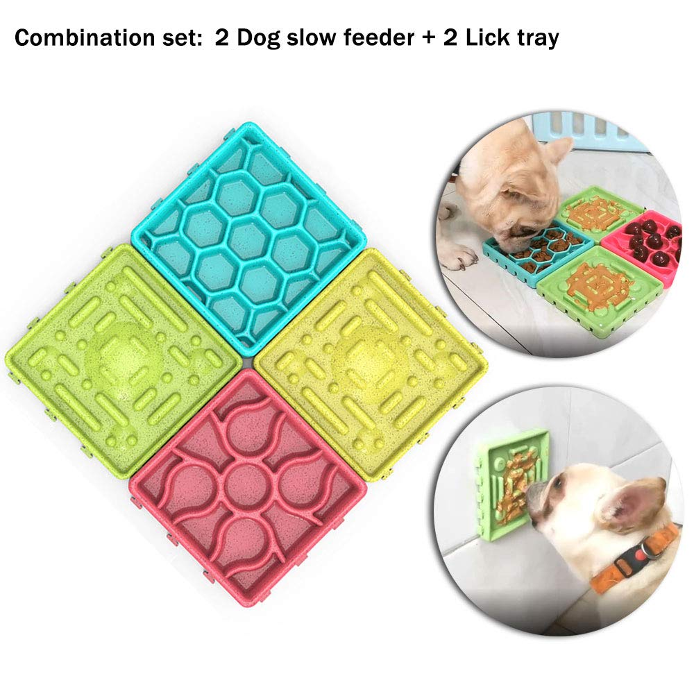 onebarleycorn - Slow Feeder Dog Bowl,Slow Eating Fun Foraging Dispensing Dog Bowl Slow Feeder Mat Lick Tray Slow Down Feed Dog Cat Feeding Bowl