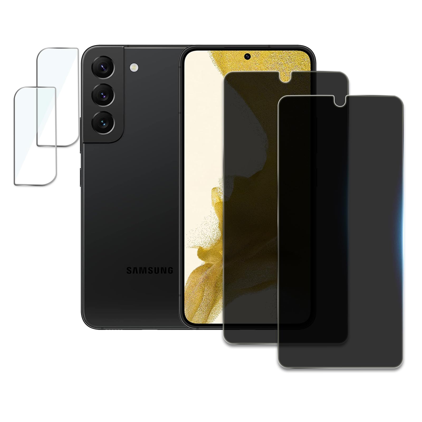 [Confezione da 2+2] Pellicola protettiva per Samsung Galaxy S22 Plus 5G, in vetro temperato infrangibile con obiettivo della fotocamera, durezza 9H, senza bolle