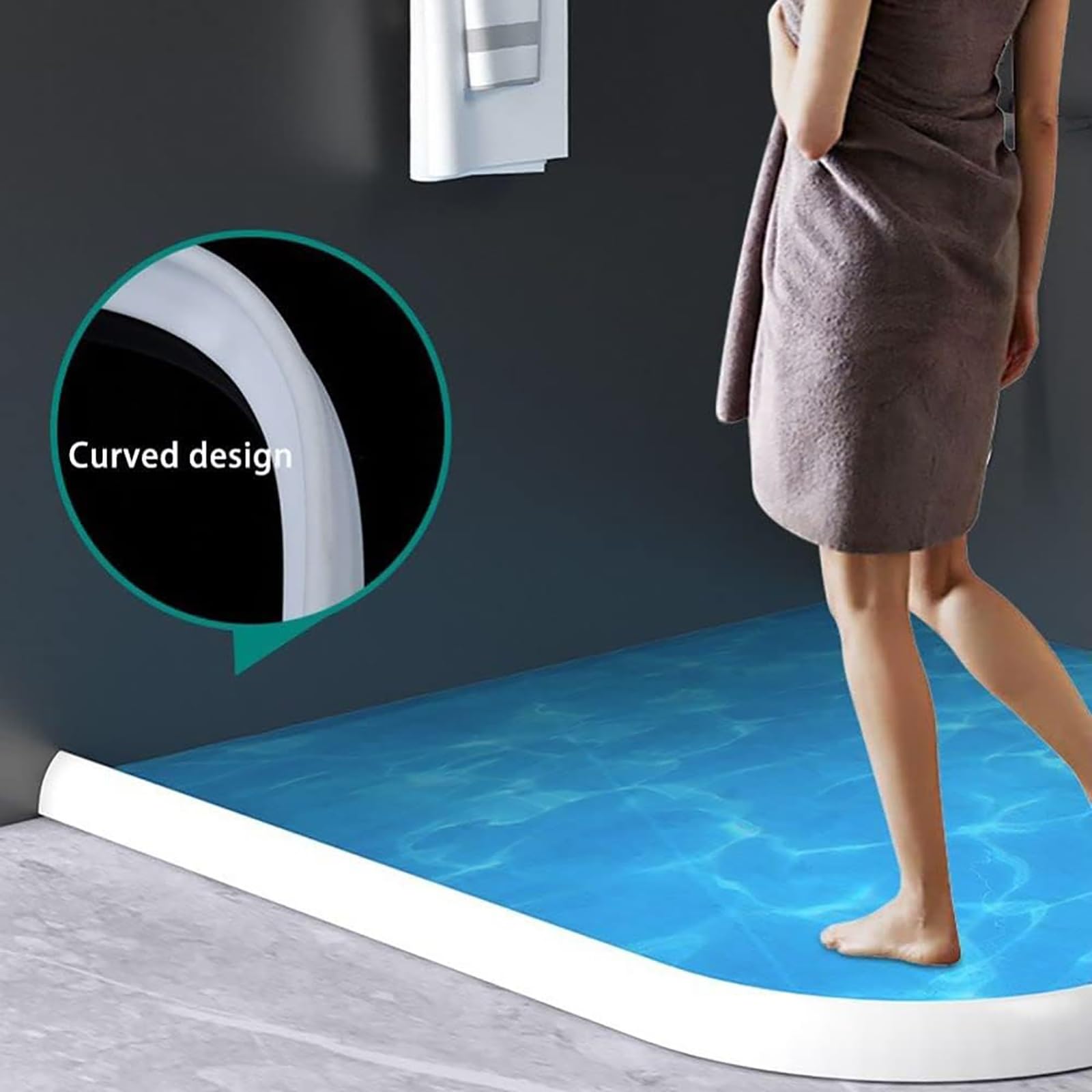 Guarnizione per porta per schermo doccia, paraspruzzi d'acqua per angolo doccia con nastro sigillante, diga per soglia doccia in silicone, striscia impermeabile per bagno ( Color : White , Size : 220c