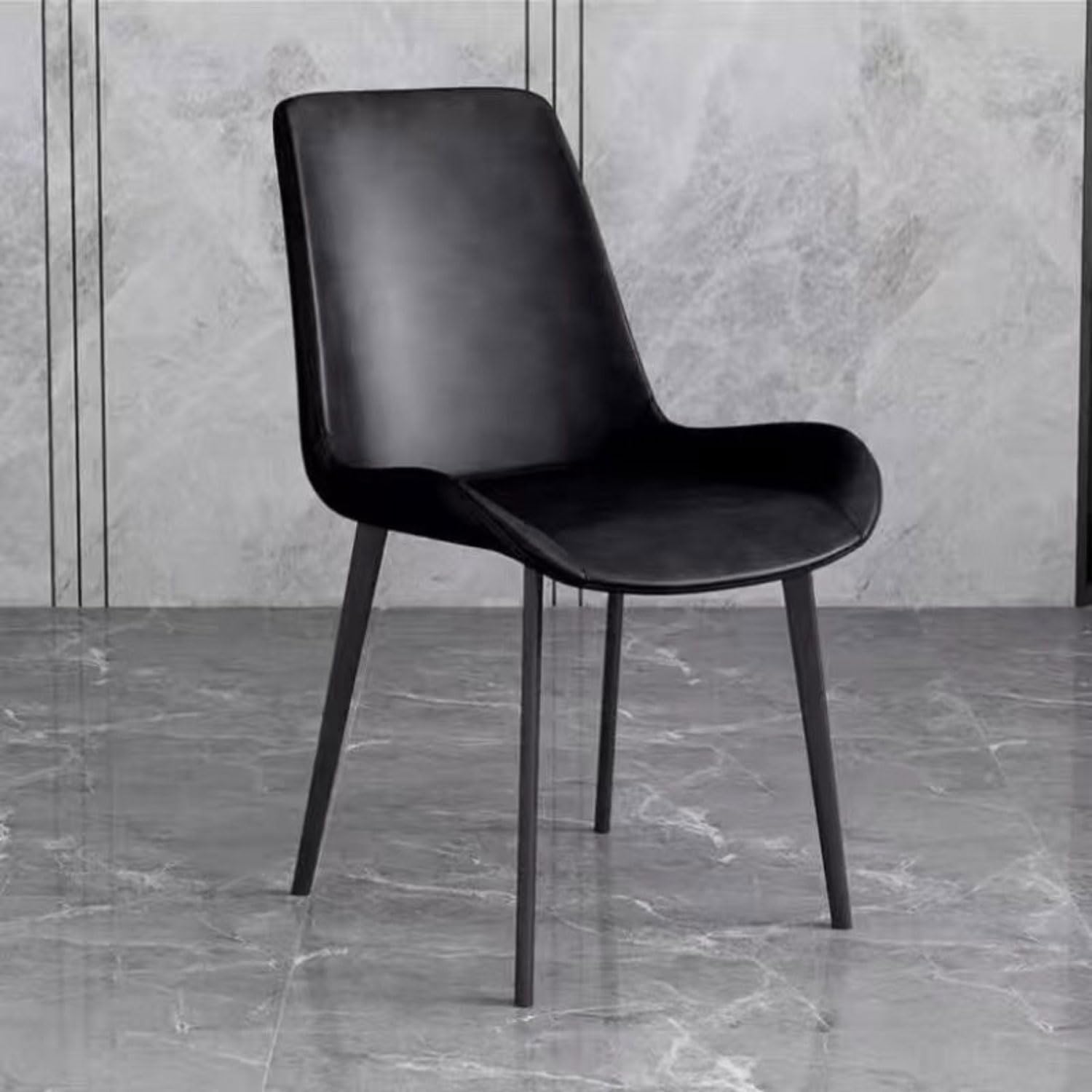 Chaises en cuir modernes avec dossier haut raffiné et pieds en métal robustes lot de 4