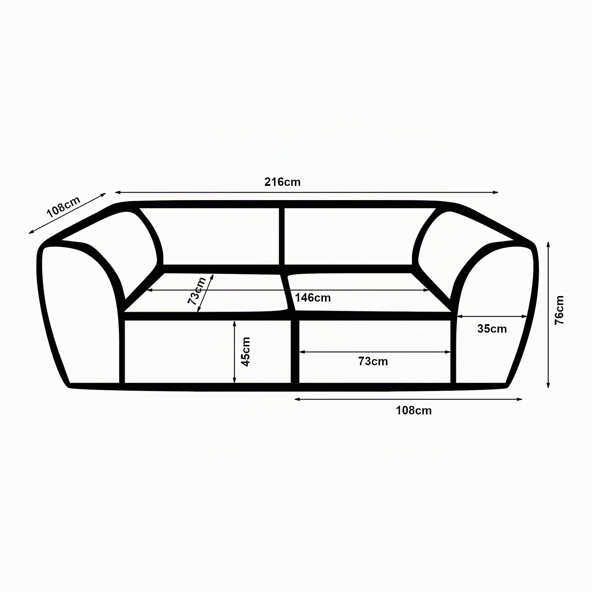 [en.casa] Canapé 2 Places Modulable d'angle Composable Élément Modulaire Siège Module d'Assise Accoudoir Boucles Enfichables Salon Chambre Séjour Élégant Rembourré Polyester Gris 76 x 216 x 108 cm