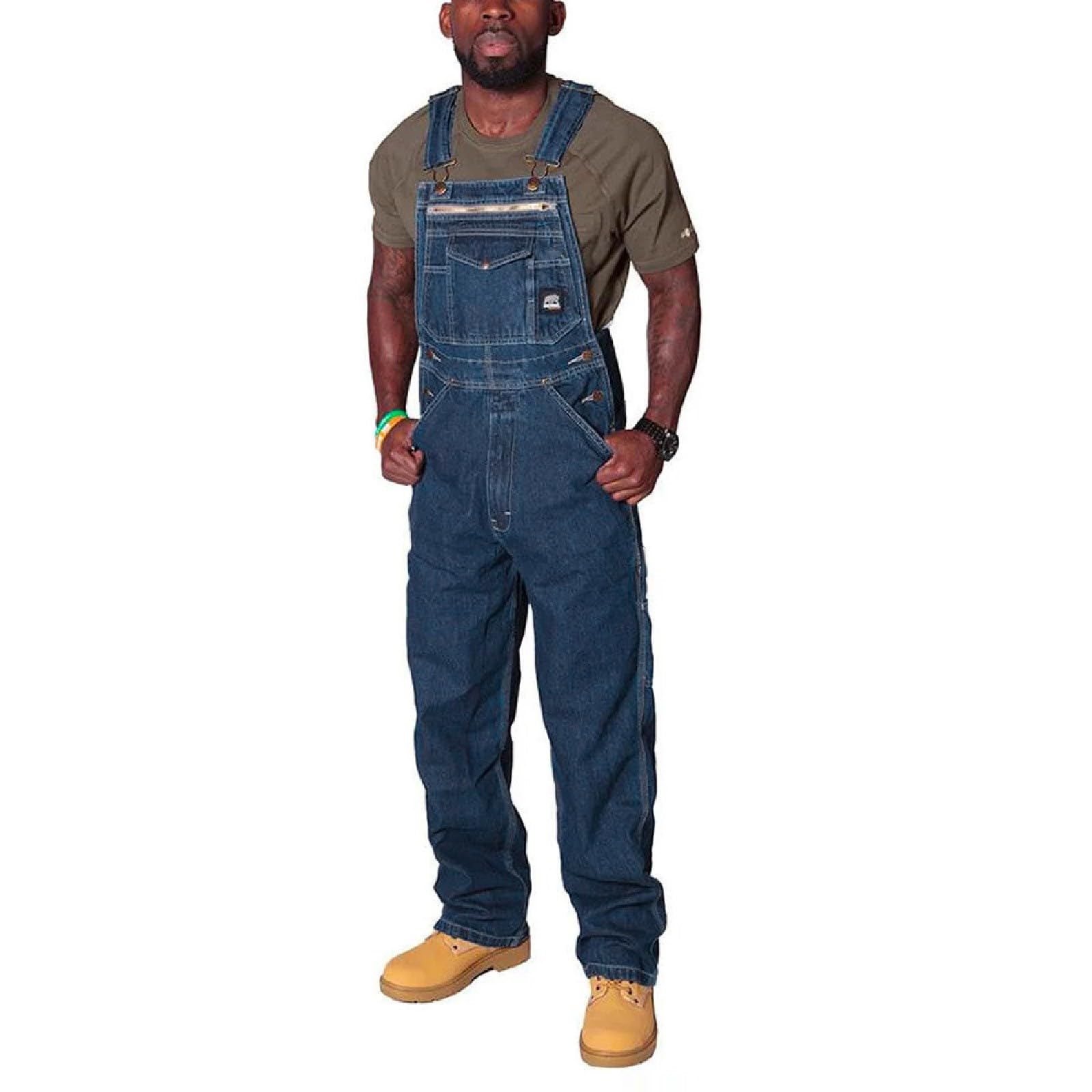 Peto vaquero para hombre, mono de trabajo con ajuste relajado, tirantes ajustables y varios bolsillos para herramientas, ropa de trabajo, mono con peto, corte holgado, monos