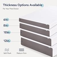 Vista 10 de Yaxa Basics Memory Foam Mattress, Soft Plush Feel, 10 Inch, Twin, White/Grey