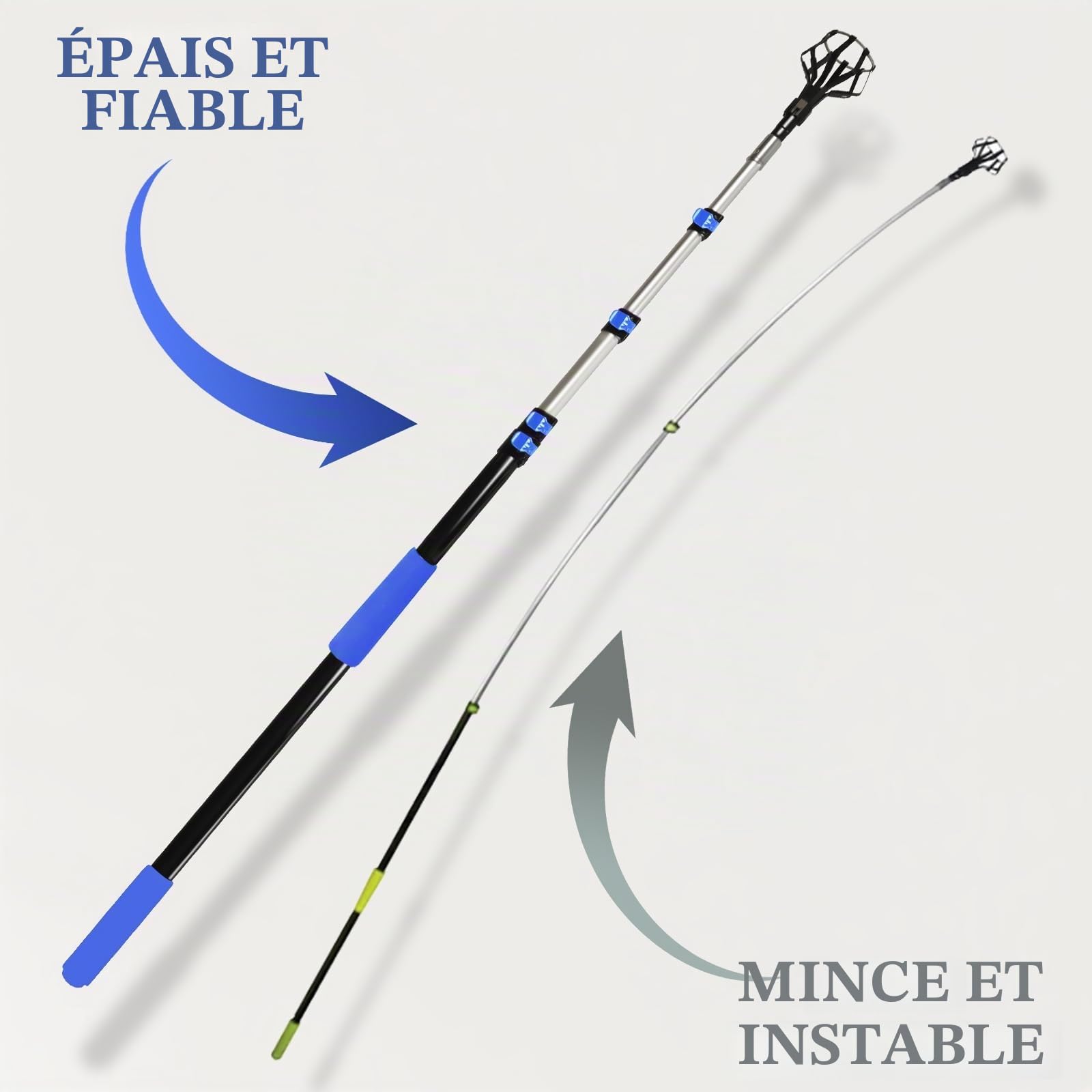 Barre Télescopique 6 m, Perche d’Extension Réglable 1.5-6 m, Légère avec Adaptateur Universel en Métal Twist-on, Idéale pour Peinture, Nettoyage Fenêtres et Gouttières