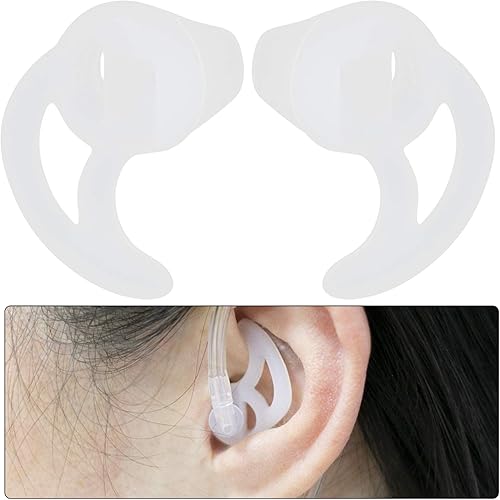 Miniatura 7 de 1 par de silicona aleta oído molde consejos para auriculares de tubo de bobina acústica