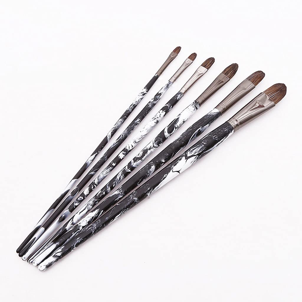 Ensemble de 6 pinceaux en cuivre Imitation marbre, Tube en cuivre, pour Peinture à l'huile et Acrylique.,