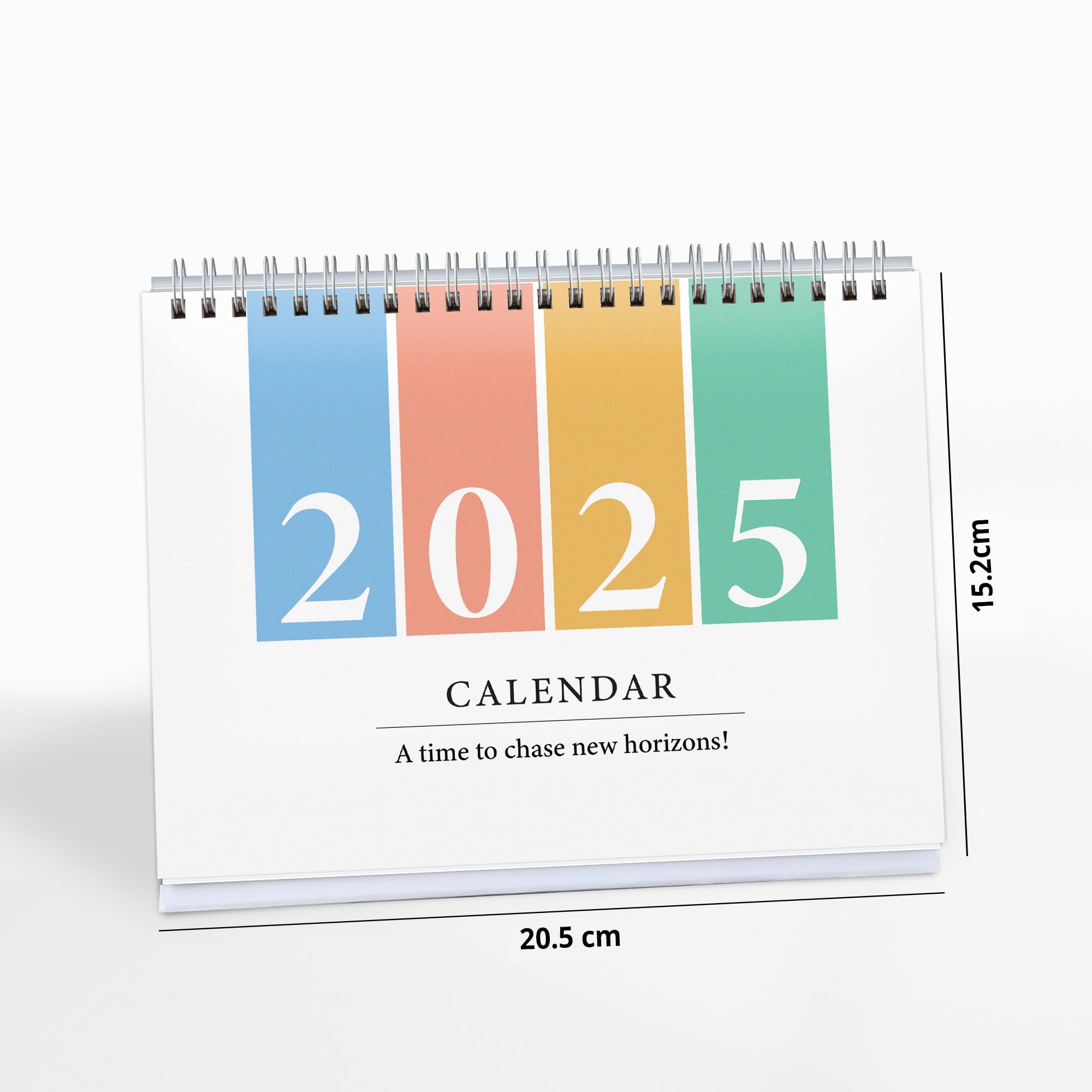 Papboo Ästhetischer Tischkalender 2025, 12 Monate, mit To-Do-Liste, Planer und Aufkleberbogen, inklusive Notizbereich, 220 g/m², weißer Spiralbindung, 15,2 x 20,3 cm (Farbrad)