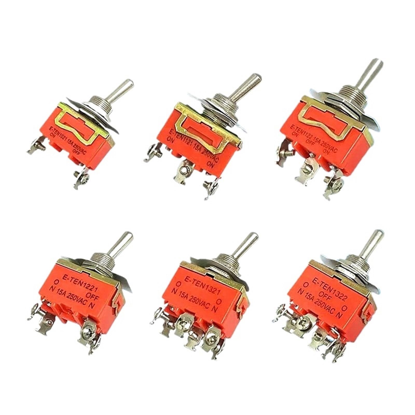 Interruptor de Palanca Naranja Serie E-TEN1021 1121 1122 1221 1321 1322, 15 A, 250 V CA, Encendido/Apagado, 2/3 Posiciones, 2/3/4/6 Pines.(Waterproof Cap)