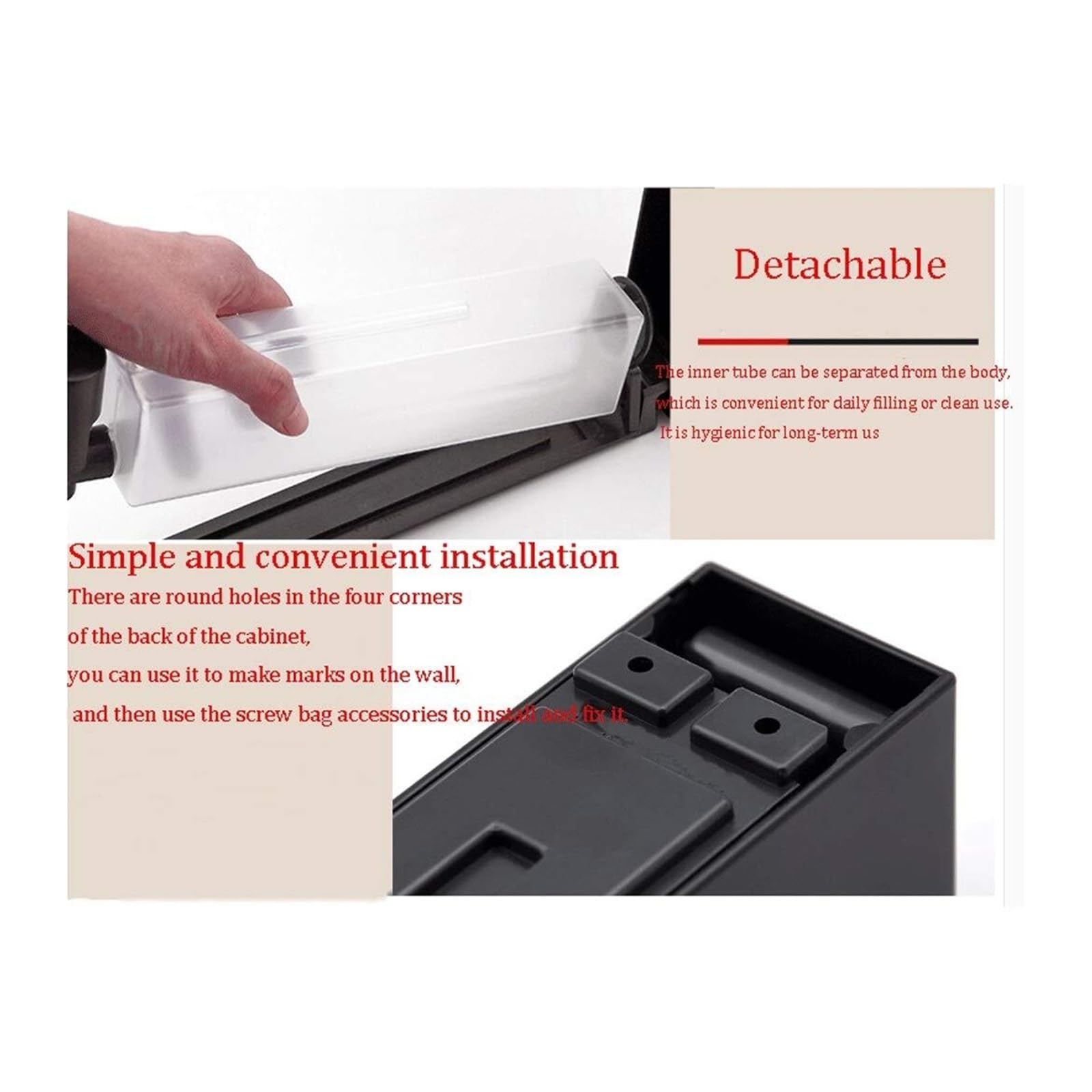 Piano di lavoro Dispenser di sapone da banco senza punzonatura Supporti a parete in plastica Arredamento bagno vintage(Silver)