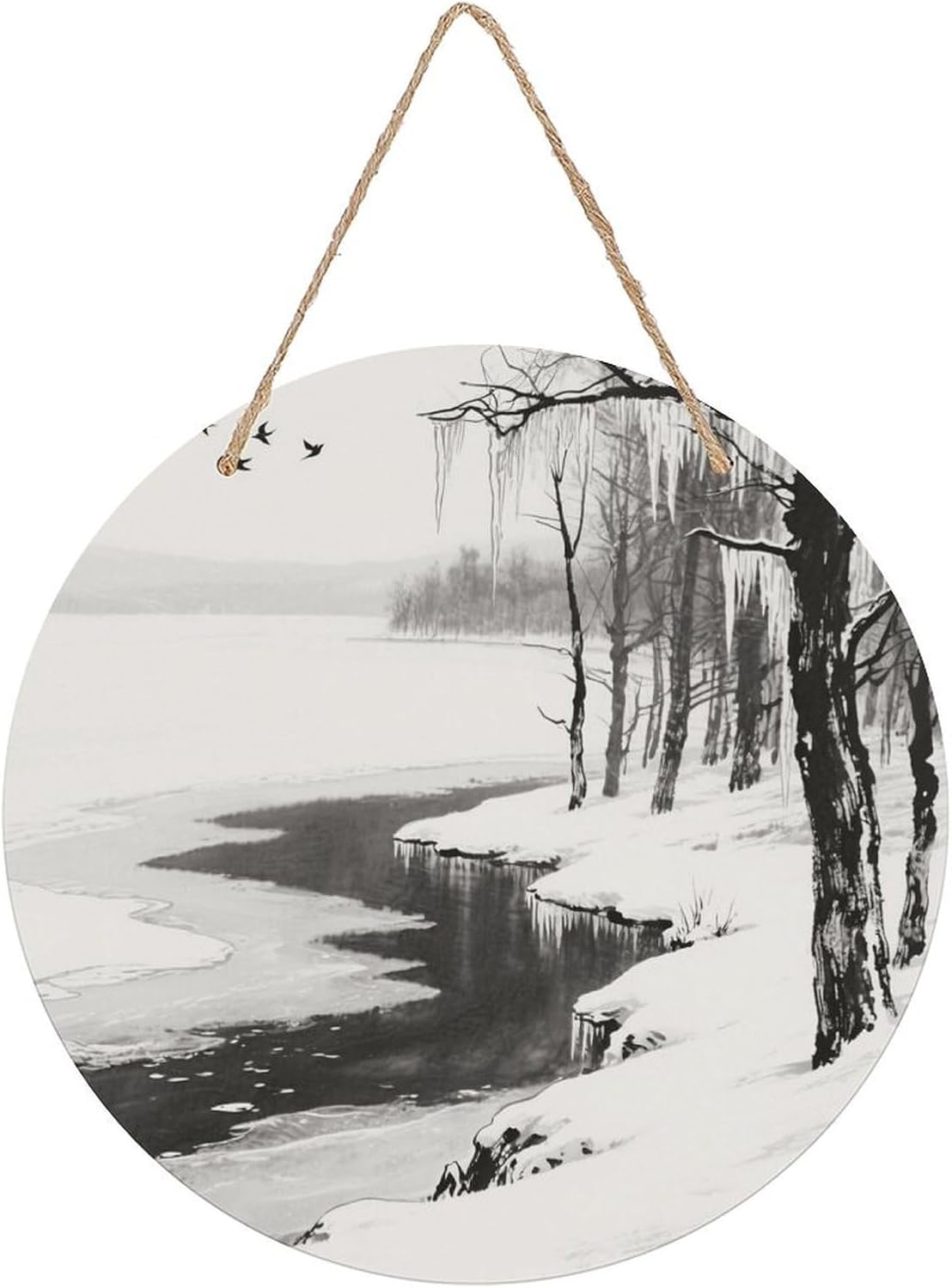 Winter Lakeside Painting Wood Painting