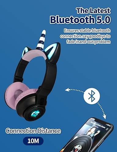 Miniatura 7 de YUSONIC Auriculares de unicornio para niñas, 15 horas de tiempo de reproducción, auriculares de unicornio Bluetooth para la escuela, laptop,
