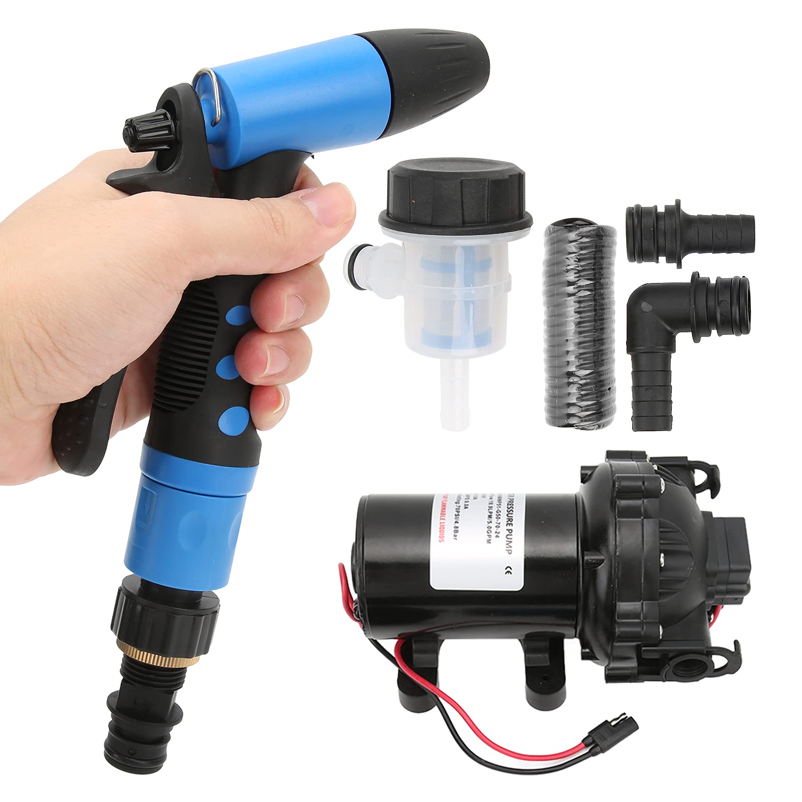 Yctze Pompa do Mycia Pokładu 24 V – 5,0 GPM Pompa do Mycia Pokładu zastosowań Morskich, Pojazdów Kempingowych i łodzi – Ciśnienie 70 PSI z wysokością Podnoszenia 37,8 Stopy, redukcją Hałasu i – Oraz
