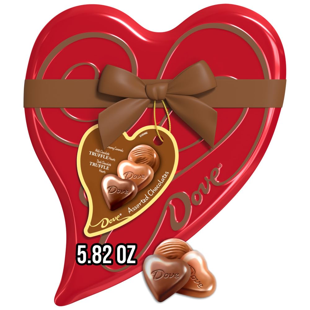 Assorted Chocolate Hearts & Truffles, 5.82 oz Heart Tin
