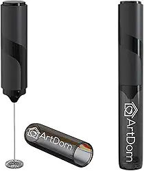Mini Mixer Portátil Potente com Tampa, Misturador de Leite ArtDom em Inox para Bebidas Cremosas e Saudáveis