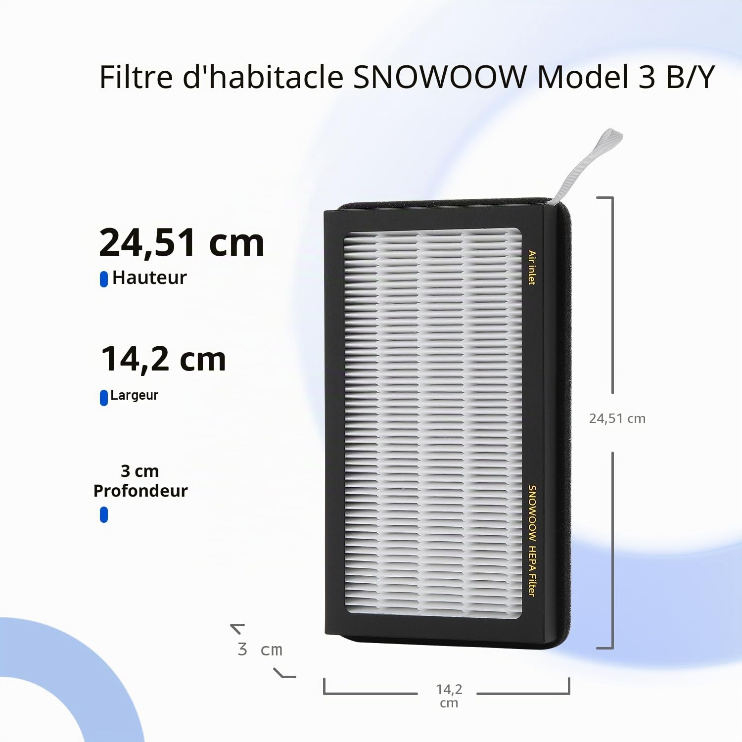 Lot de 2 filtres à air HEPA pour Tesla Model 3 Model Y avec filtre à air d'habitacle de rechange à charbon actif (2016-2024)