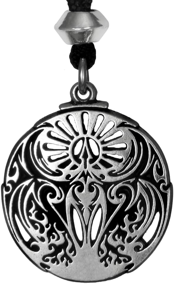 Large Phoenix Pendant Necklace for Men, Pewter Gift, 1.25 inch (3.1 cm) Diameter