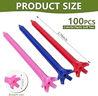 Vista 2 de KISEER Paquete de 100 camisetas de golf de plástico profesionales duraderas de 2 3/4 pulgadas a granel (colores aleatorios)