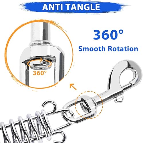 Miniatura 8 de Petbobi Cable de amarre para perros de 40 pies  Cable resistente para perro de hasta 120 libras, cable de metal para correa al aire libre con