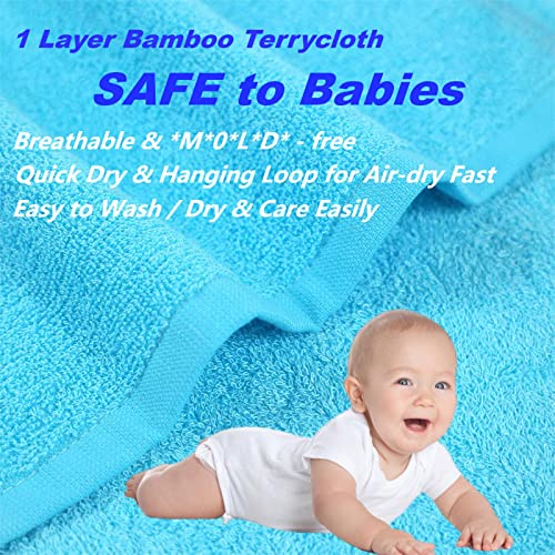 Jeffsun Natural Bamboo Baby Washcloths, Heavenly Soft Wash Cloths For Washing Face And Body, Super Gentle & Safe Bath Towels, (10 X 10 Inch - Pack Of 12, White & Blue) #TOP1