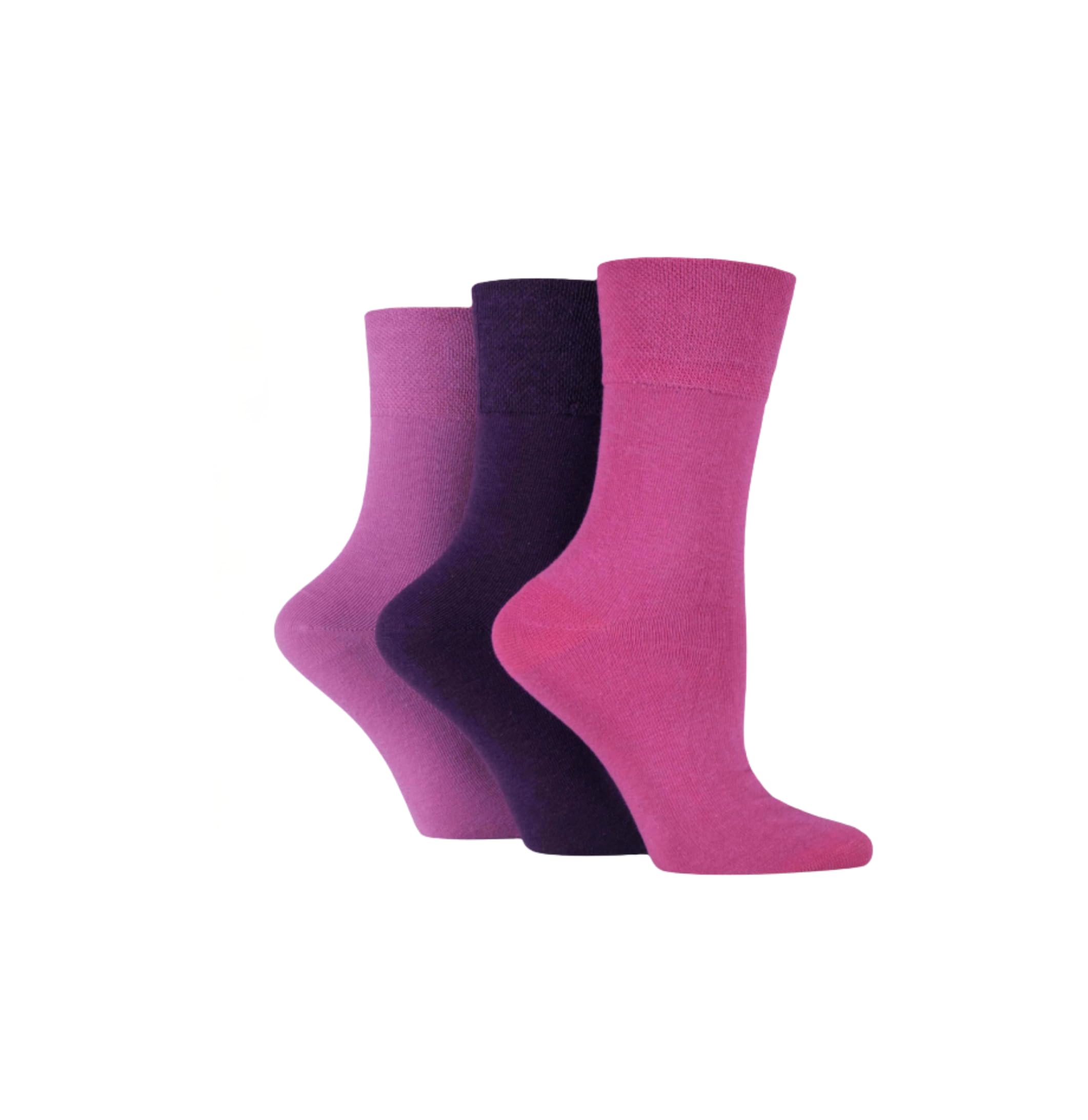 Veesori Unisex Pink Ladies Diabetic Seamless Toe Honeycomb Top Non Elastic Socks 3 Pairs Size 4-8 (Pink)