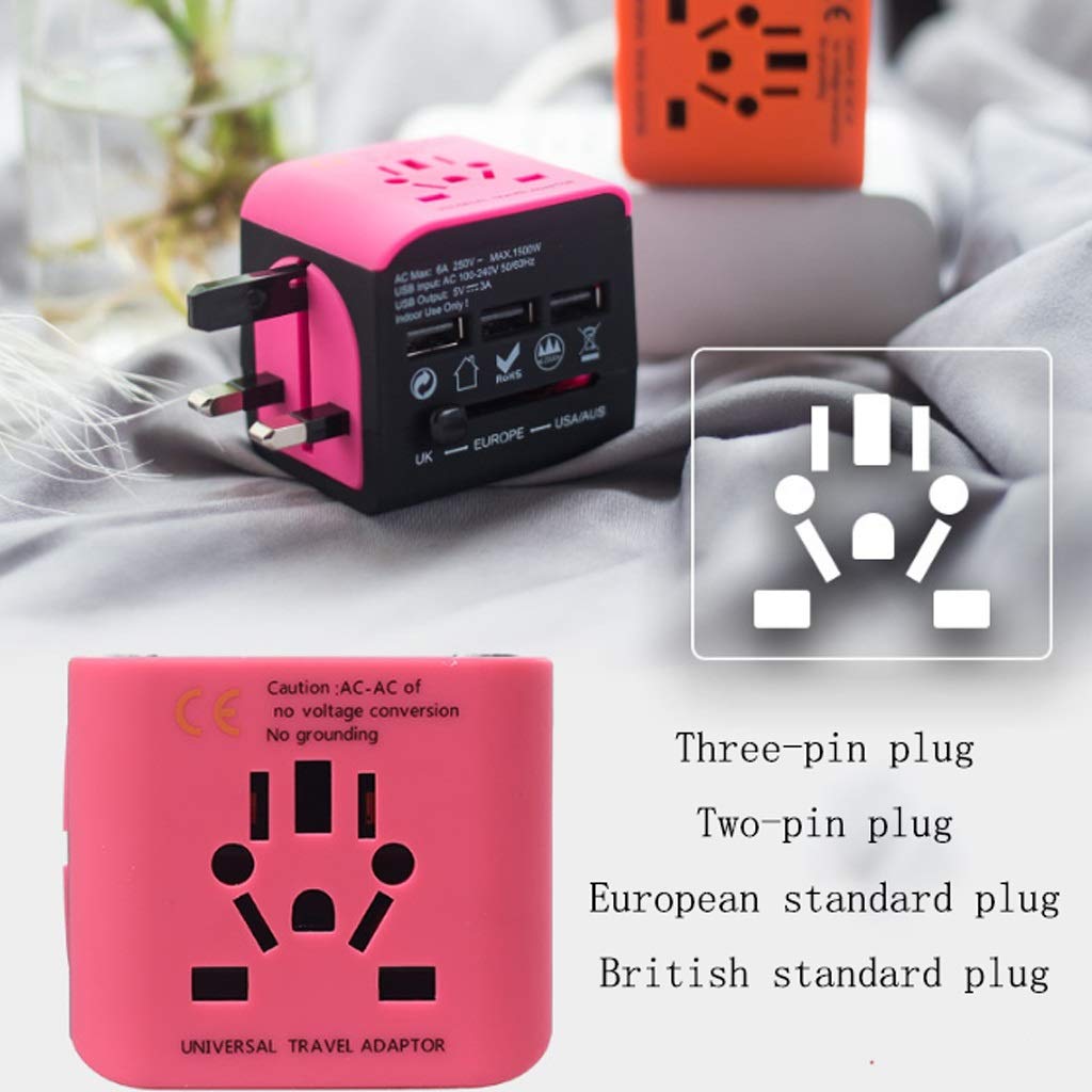 Gniazdo międzynarodowe przetwornice Universal Power Adapter Plug Międzynarodowa ładowarka z 3 Usb. Porty ładujące, ogólnoświatowy adapter podróży adapter wtyczki zasilania (Color : D)