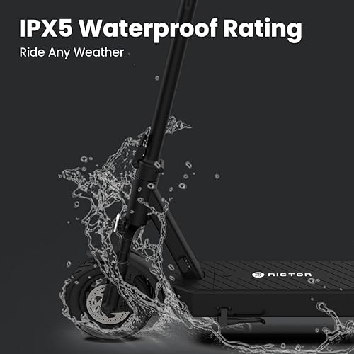 Miniatura 7 de Rictor Scooter eléctrico serie Alpha-S9 para adultos, neumáticos de aire de 10 pulgadas de alcance de 40 millas, potencia de 25 mph, motor de 500 W