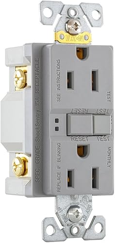 Miniatura 5 de EATON Cableado GFCI Self-Test 15A -125V Receptáculo dúplex con placa de pared de tamaño estándar, gris