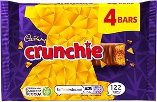 Cadbury Crunchie, Honeycomb Centre Covered in Milk Chocolate, Multipack of 4 x 32 g Bar (Pack of 1)