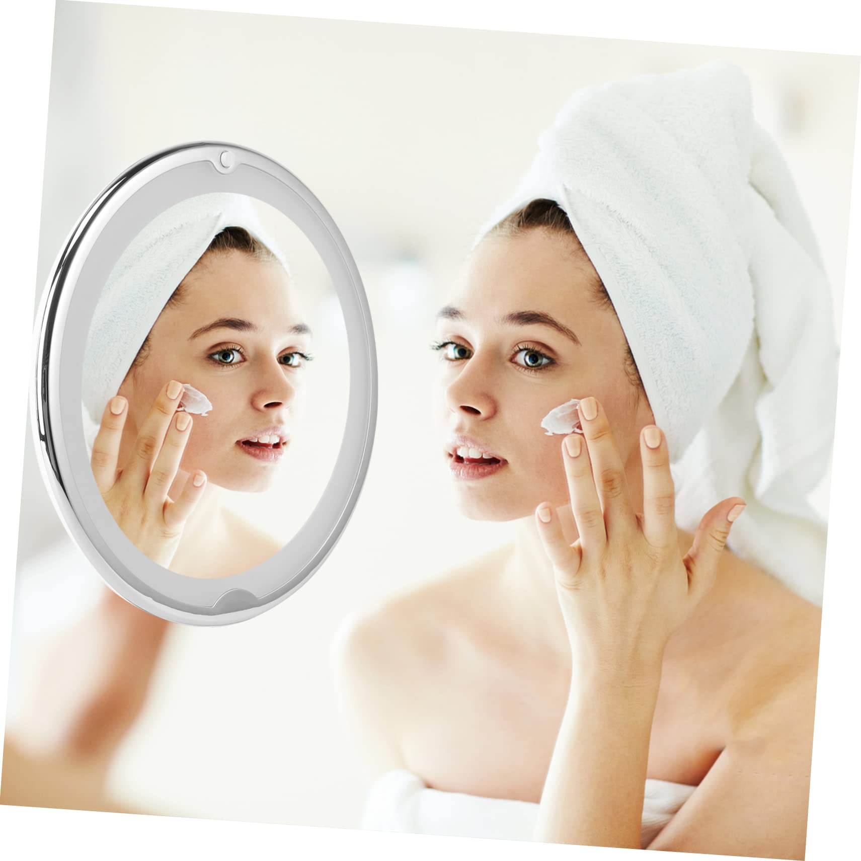 Cosmetico Rotondo con LED e Ventosa per Applicazioni Make Up e Ritocchi Bianco Batteria