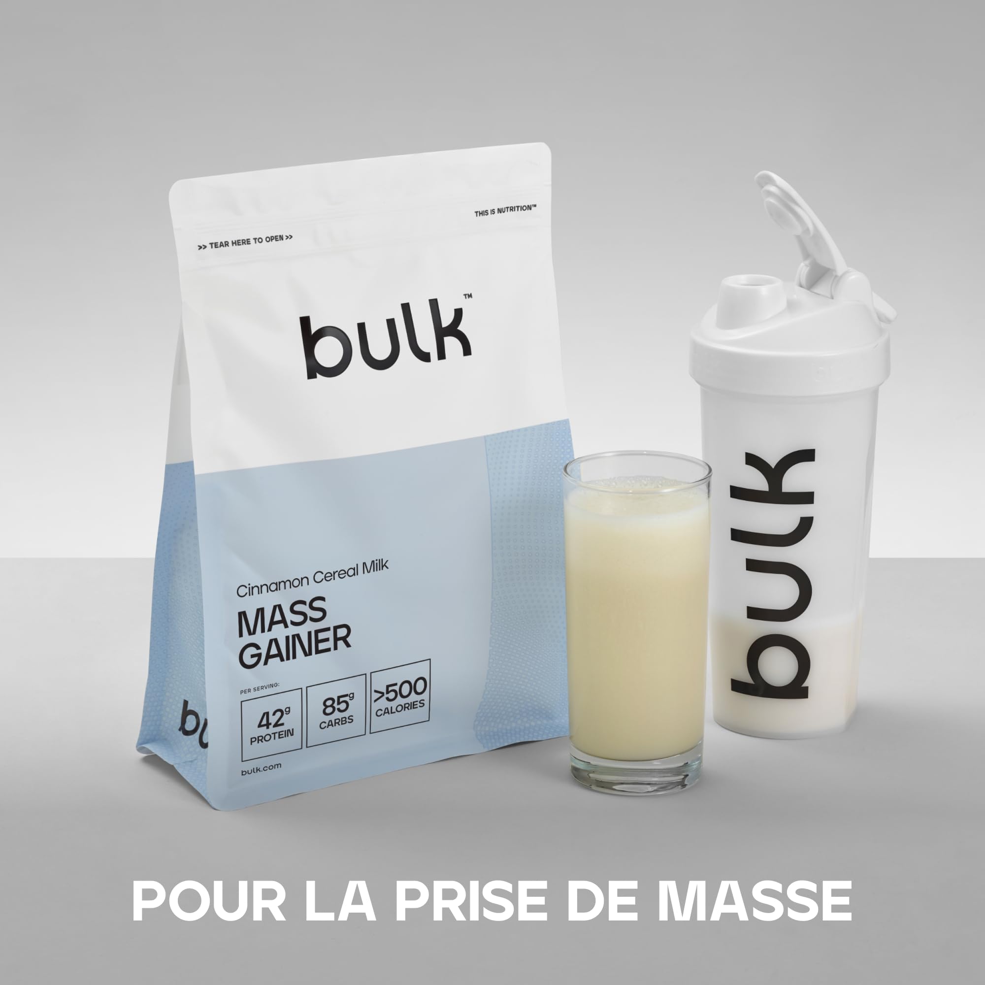 Bulk Complete Mass Gainer | Chocolat Caramel | 2.5kg | 45g de protéines et 5g de BCAA par portion | Gain de masse hypercalorique | Facile à mélanger | Délicieux arômes