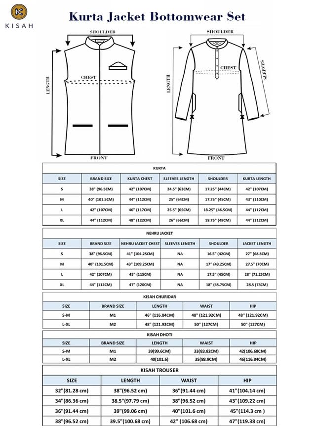 Image of KISAH Men's Ethnic Wear Regular Fit Cotton Blend Printed Kurta Churidar and Jacket Set