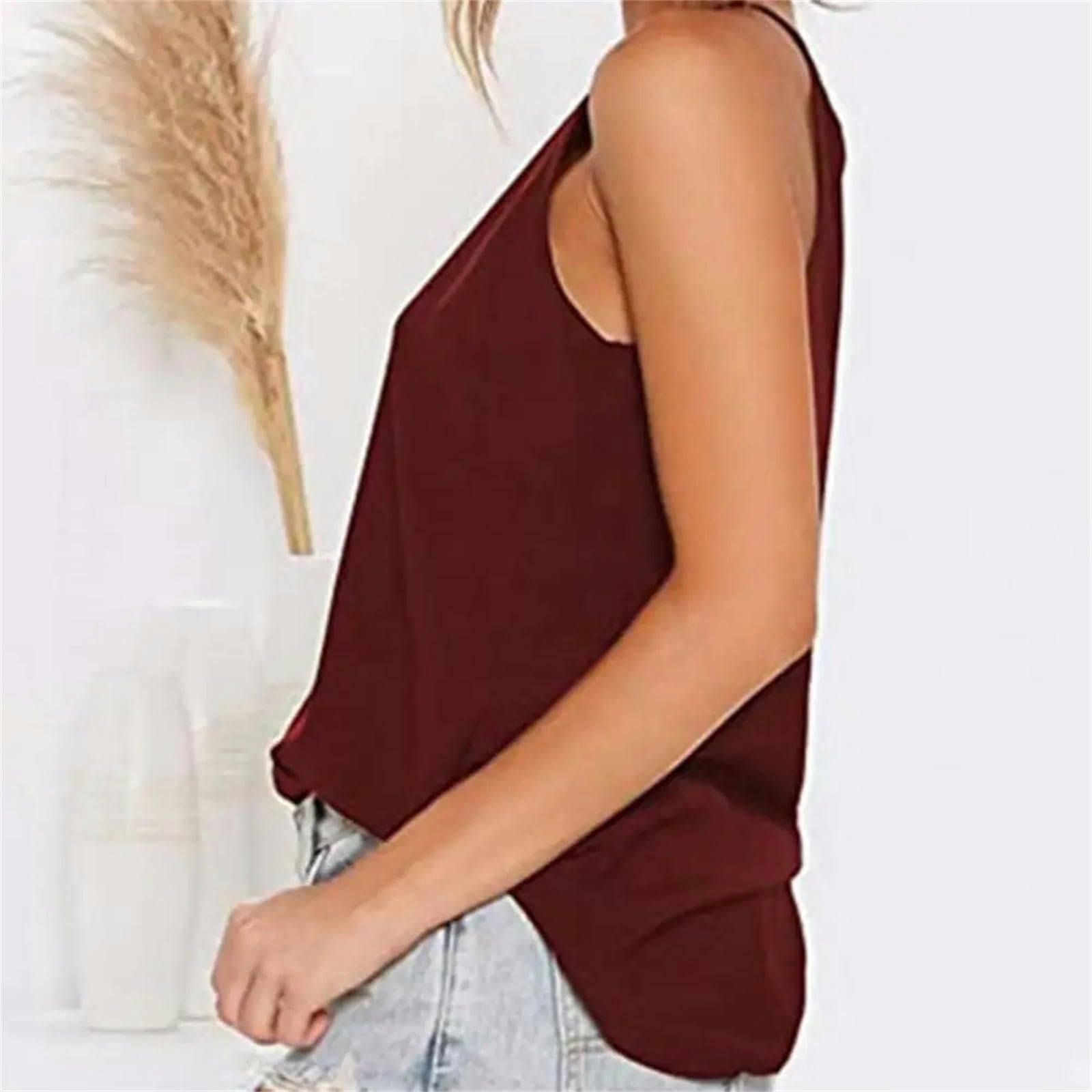 Camiseta sin Mangas Mujer Camiseta De Verano para Mujeres Halter Sin Mangas De Color Tanque Sólido Camiseta De Blusa Femenina
