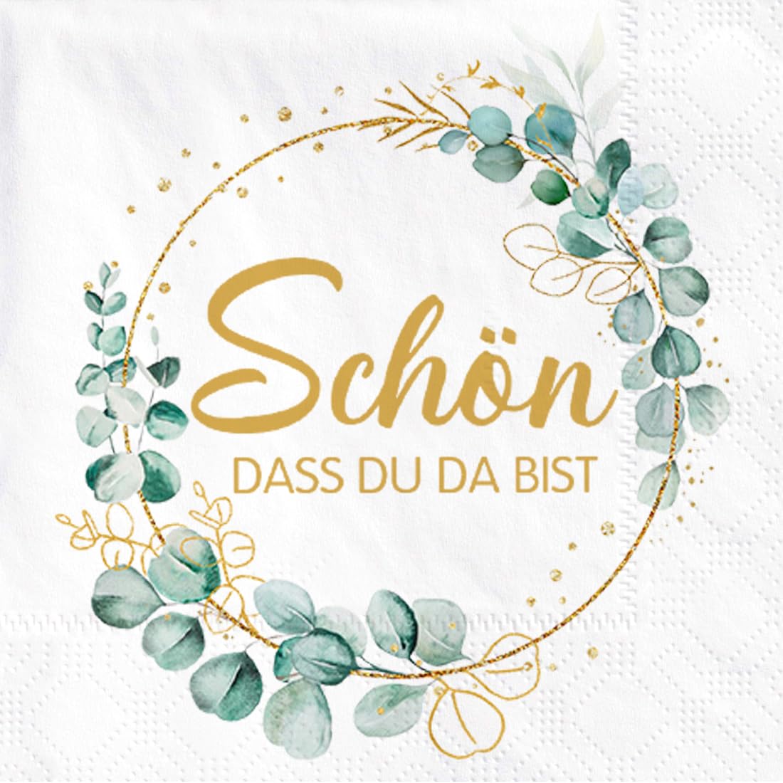 Sprinlot 40 Stück Servietten Schön Dass Du Da Bist, Servietten Hochzeit Geburtstag Eukalyptus, Servietten Salbeigrün, Servietten Eukalyptus Grün, Geburtstagsservietten Taufe Kommunion Tischdeko Drogerie & Körperpflege