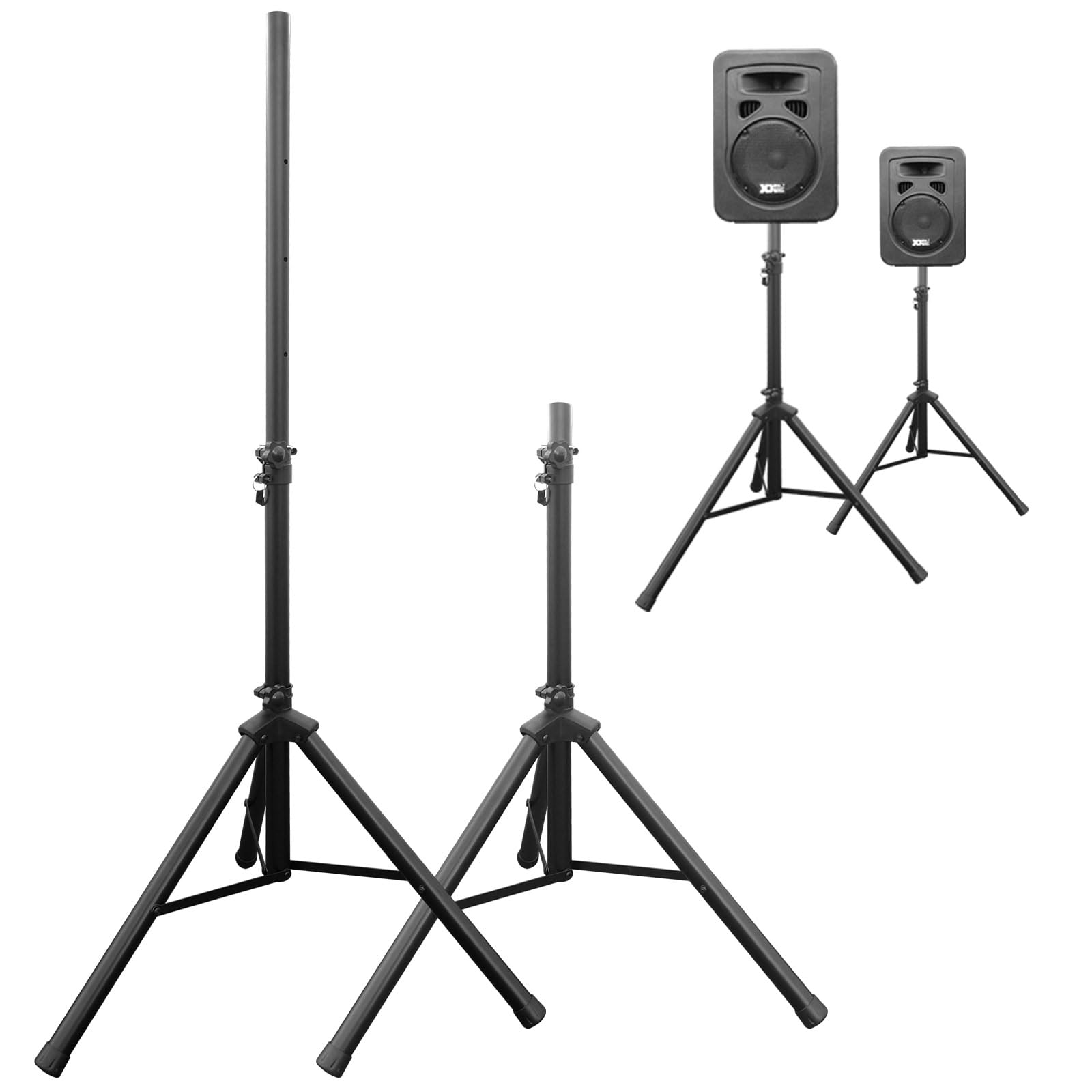 Drall 2 x Treppiede per Altoparlanti per PA, Discoteca, Eventi dal Vivo, Sala Prove, Sistema vocale, palco, DJ, Regolabile in Altezza da 100 a 180 cm, Fino a 60 kg Modello: BS3x2