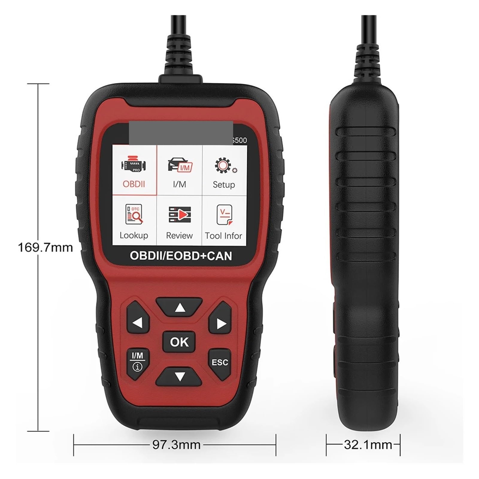 Escáner AS500 OBD2 for Comprobar el Motor del Coche, Lector de códigos, Herramienta de diagnóstico automotriz OBD 2 multilingüe
