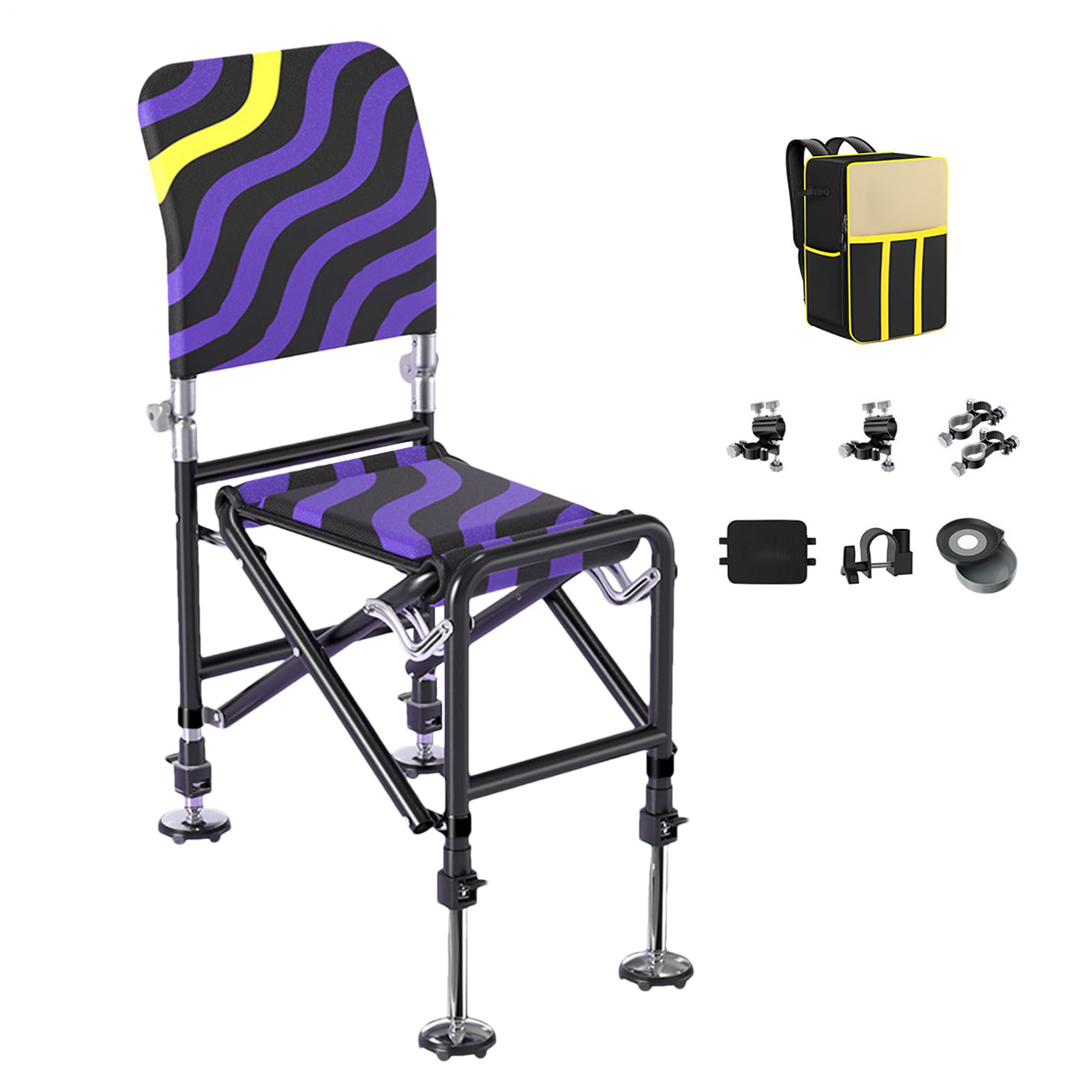 Outdoor Folding Chair for Fishing | Height Adjustable Camping Chair,Stable Ergonomic Hunting Seat for Hiking Climbing And Outdoor Activities