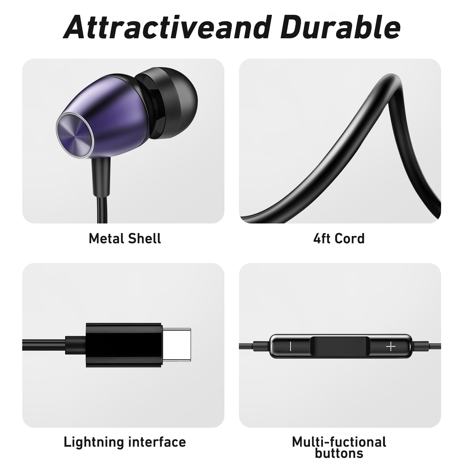 2Pack USB C Headphones Wired Earphones Type C Earbuds for iPhone 15 16 17 Pro Max Plus,USBC Ear Buds with Mic Volume Control HiFi Stereo Noise Cancelling for Galaxy S24/S23/S22/S21/A53, Pixel 8/7/6
