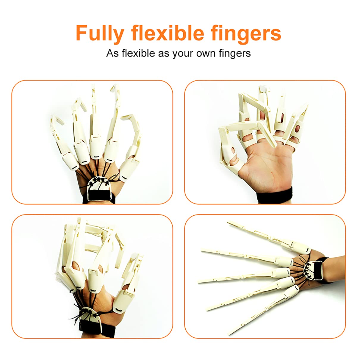 Thafikzi Halloween Gloves Wearable Skull Fingers Articulated Finger Extensions A Pair of Halloween Devil Claws Cosplay Ghost Hands Fit for All Finger Fake Fingers Can Be Flexibly Bent (Bone color)