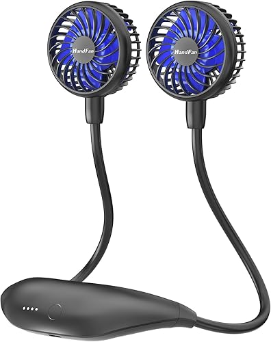 HandFan Ventilador de cuello de 5000 mAh portátil recargable, ventiladores personales para cuello, ventilador de collar manos libres, funciona con