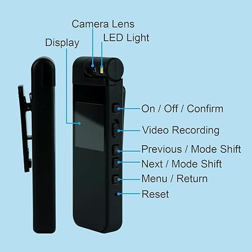 Miniatura 6 de Lenofocus Cámara de cuerpo 2K Cámara de vídeo portátil Gorra de béisbol Lente giratoria Pantalla de 1.3 "Tarjeta de memoria de 64 GB Videocámara de