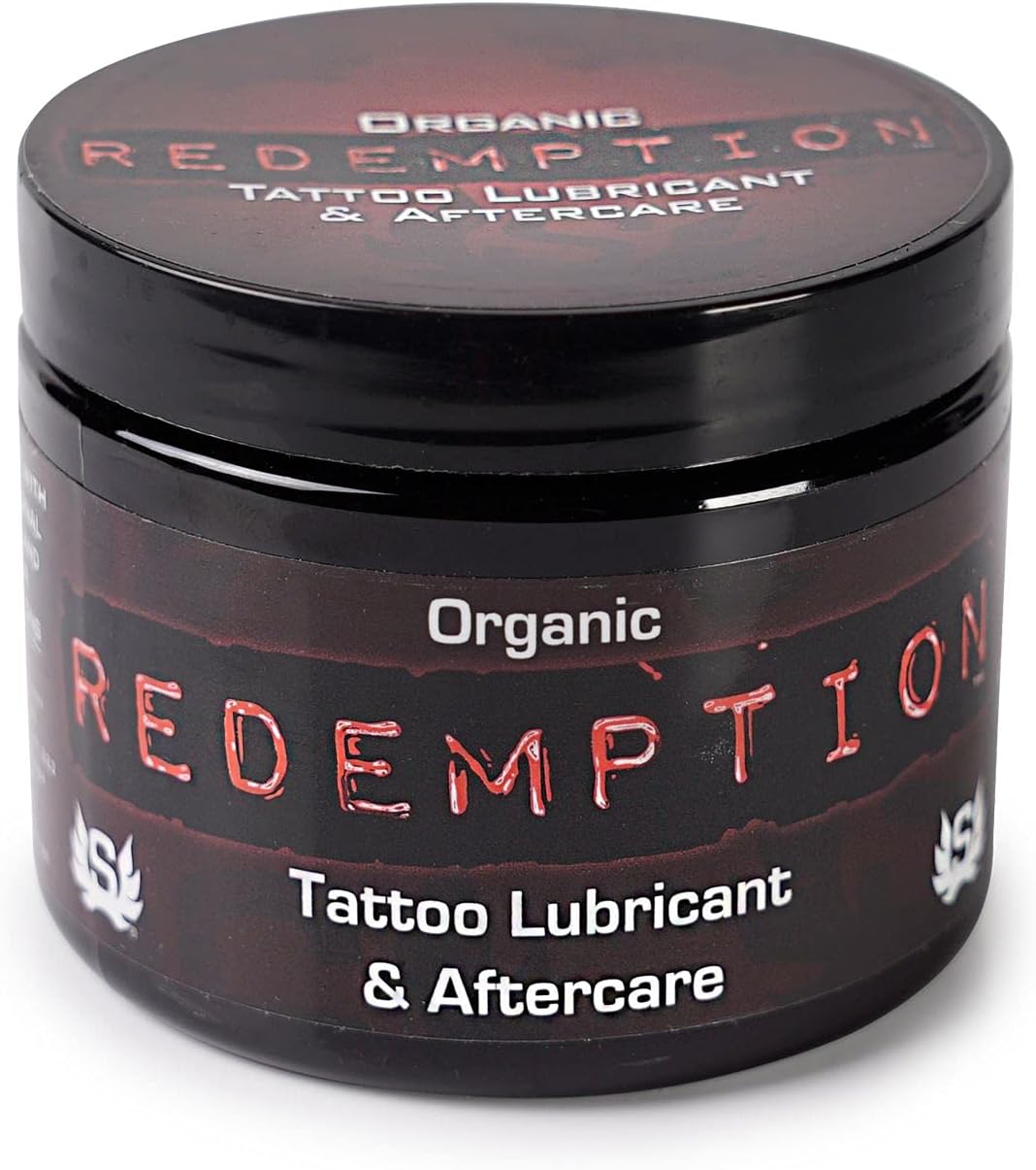 Redemption Organic Tattoo Lubricant Barrier and Aftercare All in One - Natural Tattoo Care Formula for Use During and After Tattoo - 6 Ounce Jar