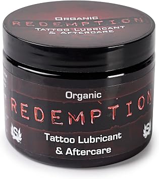 Redemption Organic Tattoo Lubricant, Barrier and Aftercare All in One - Natural Tattoo Care Formula for Use During and After Tattoo - 6 Ounce Jar