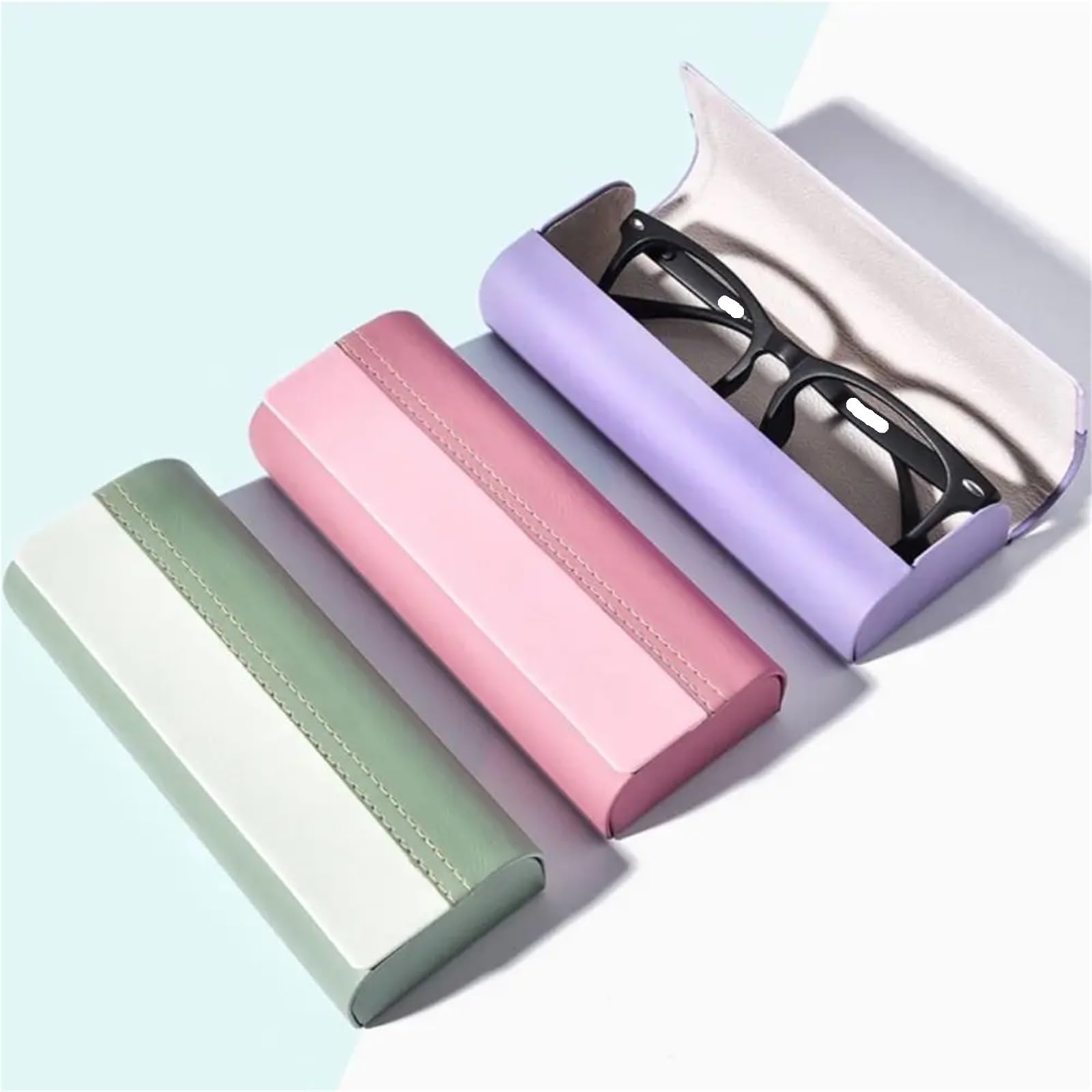 Estuche de cuero for gafas, caja almacenamiento portátil antipresión, accesorios for, 2 uds Para Gafas