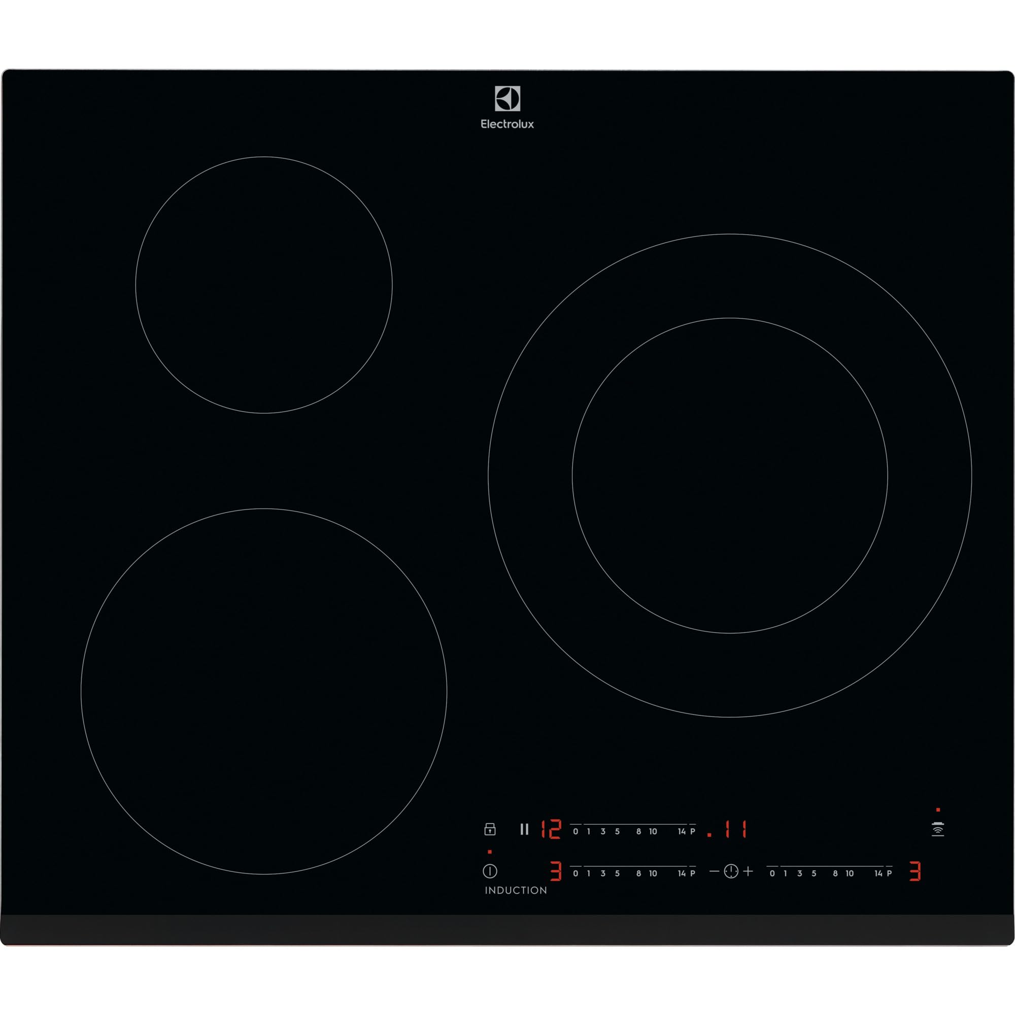 Electrolux EIT60342 Placa de Inducción, Serie 300, 60 cm, 3 Zonas de Cocción, Sistema Hob2Hood, Función Pausa, 3 Niveles de Intensidad, Función PowerBoost, Calentamiento Rápido, Temporizador