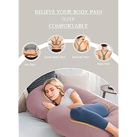 INSEN Cooling Pregnancy Pillow, Maternity Pillow with Soft Cotton Cover, C Shaped for Pregnant Sleeping (Cooling Cotton-Pink)
