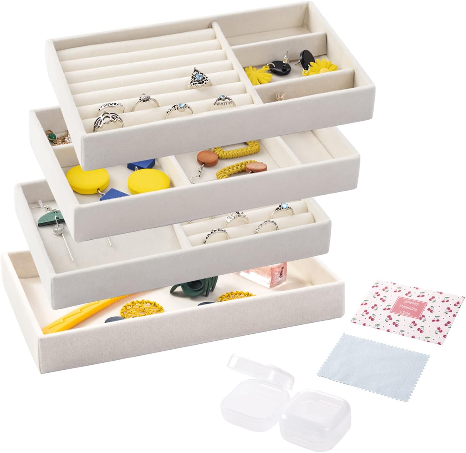 Papten Schmucktablett Mit Deckel - 25x18x4,5cm Stapelbar Mit 24 Fächern