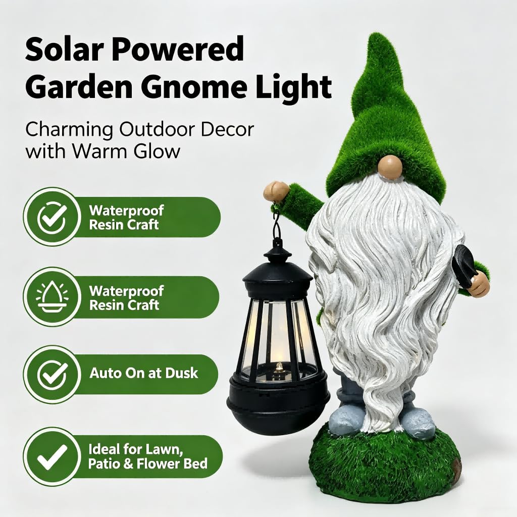 Lampada a forma di gnomo solare in resina riciclata