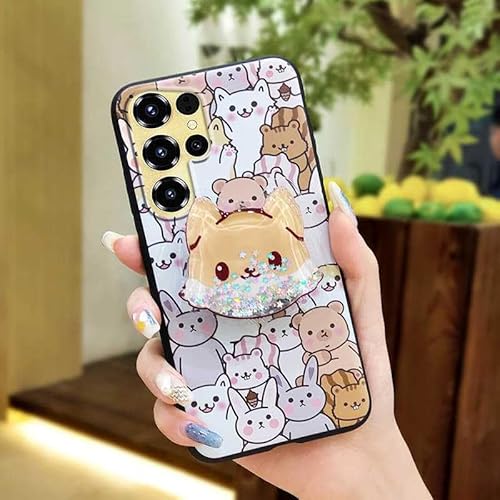 Phone Case Compatible with Oukitel C68, Glitter cute Durable Anti-knock Skin feel silicone Rotatable stand Dirt-resistant Design