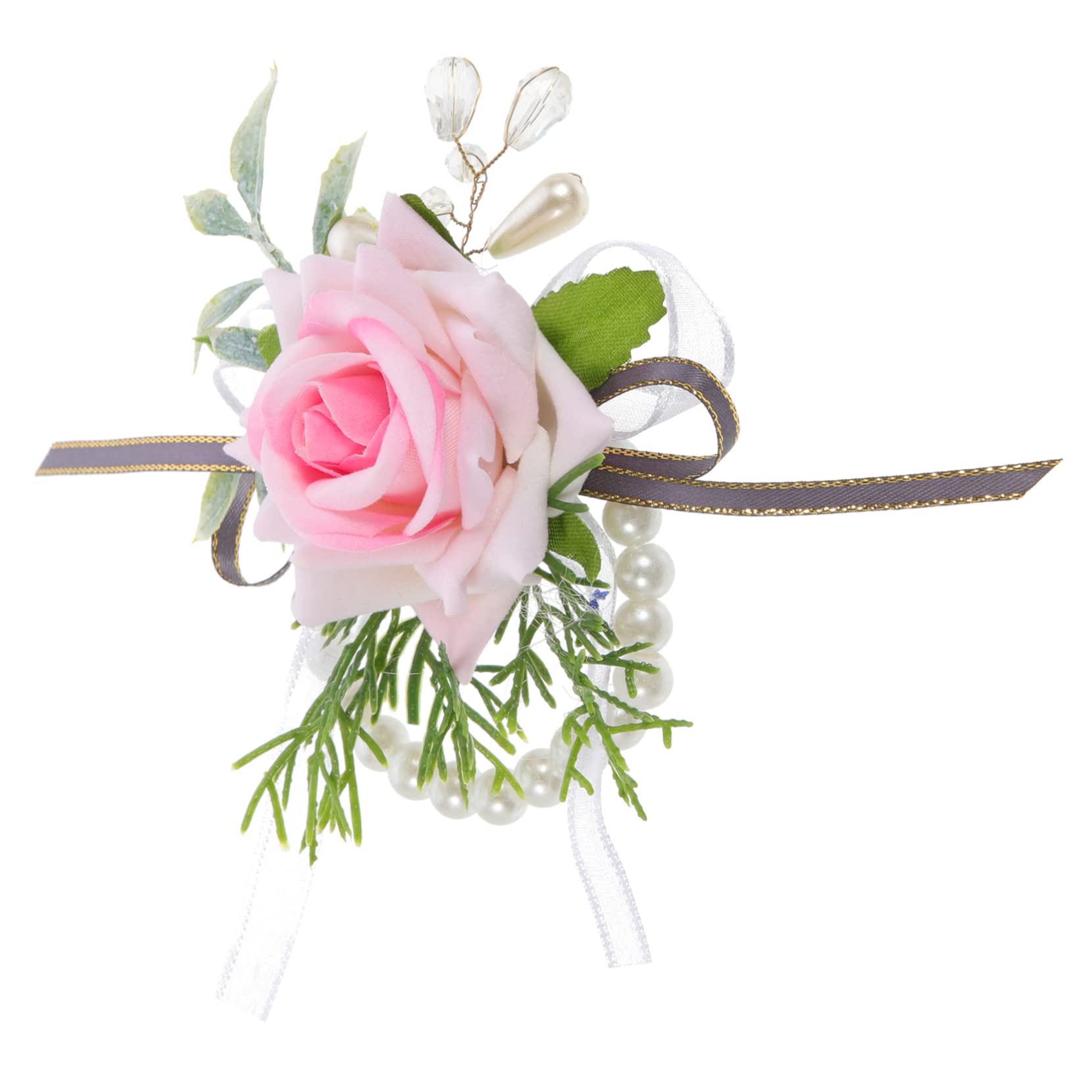 Fiore del Polso Decorazioni per Matrimoni Cestino Ghirlanda mazzolino Kit Ragazza Spillo decori del Braccialetto della Sposa Fiori da Polso da Damigella d'Onore plastica Rosa