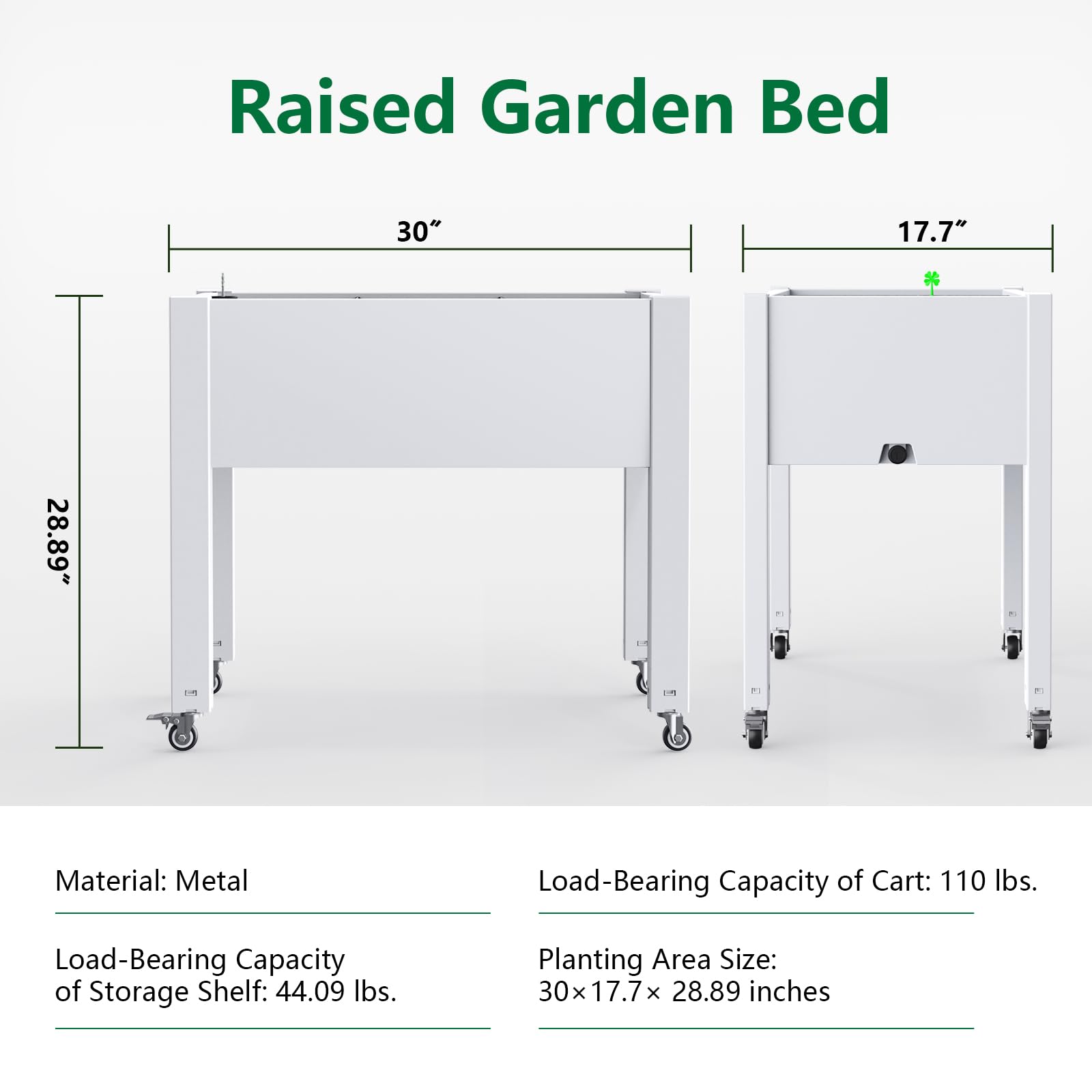 EasyUp Horticulture Raised Garden Bed with Legs, Divisible Raised Resin Planter Box for Backyard, Patio, Balcony, with 4 Legs, 4 Swivel Lockable Wheels